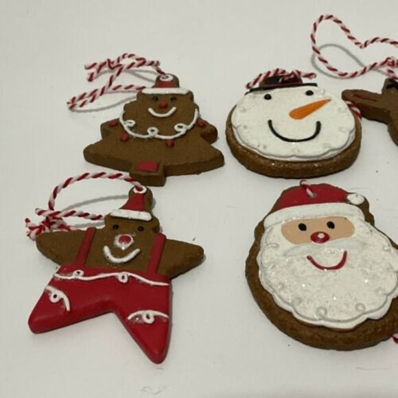 HALLMARK 6 GINGERBREAD Faux Cookie ORNAMENTS - Picture 4 of 7